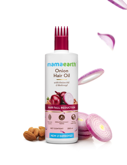 Mamaearth Onion Hair Oil with Onion Oil & Redensyl for Hair Fall Control | Boosts Hair Growth | Adds Strength & Shine | 200 ml