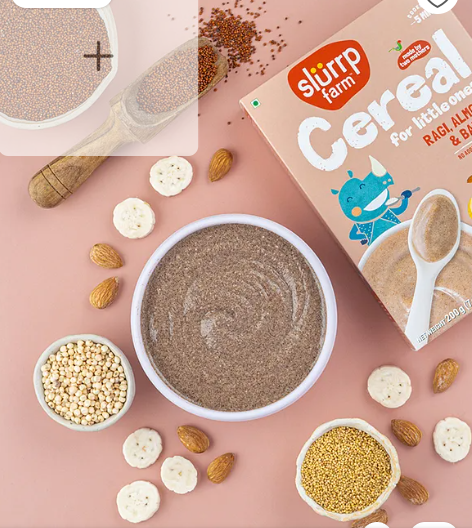 Slurrp Farm No Added Sugar, No Salt - Ragi, Almond, and Banana Cereal |100% Sprouted Ragi | Healthy Cereal | No Milk | No Preservatives, 200g - Image 3