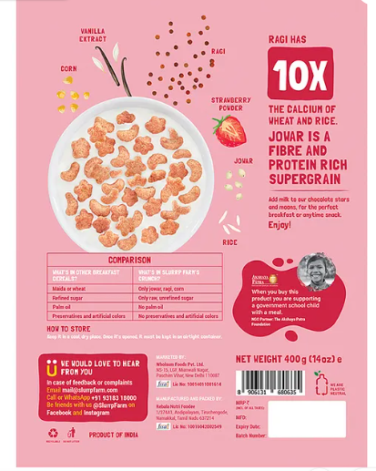 Slurrp Farm Berry Crunch Strawberry Cereal No Maida No Refined Sugar, No Added Colour, Ragi Stars and Moons Healthy Breakfast - 400 g - Image 2