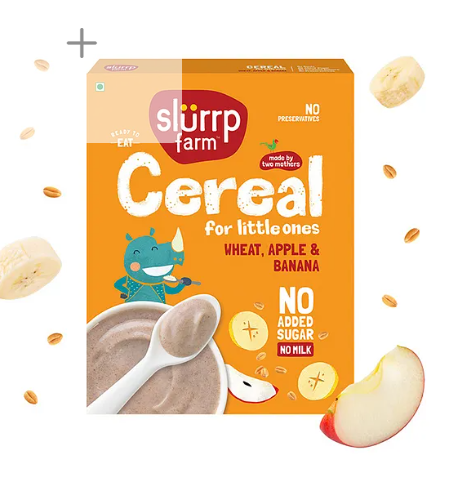 Slurrp Farm No Added Sugar, Wheat Apple & Banana Cereal | No Milk & No Preservatives | 300g