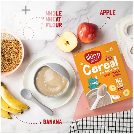 Slurrp Farm No Added Sugar, Wheat Apple & Banana Cereal | No Milk & No Preservatives | 300g - Image 4