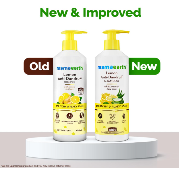 Mamaearth Lemon Anti-Dandruff Shampoo with Lemon, ZPTO, Climbazole, Aloe Vera for Itchy & Flaky Scalp | Upto 100% Dandruff Reduction & 3X Softer Hair in 1 Wash | Soothes Scalp | Reduces Frizz | 400 ml