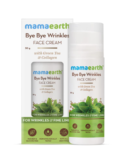Mamaearth Bye Bye Face Cream For Women Anti Ageing, For Fine Line & Wrinkles, with Green Tea & Collagen - 30 g - Image 2