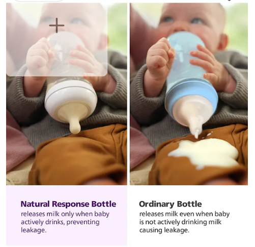 Avent Natural Response 260 ml Baby Feeding Bottle | Uniquely Designed Nipple releases milk only when baby drinks | Pack of 2 - Image 3