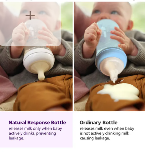 Avent Natural Response 125 ml Baby Feeding Bottle | Uniquely Designed Nipple releases milk only when baby drinks | Pack of 1 (Packaging May Vary) - Image 2