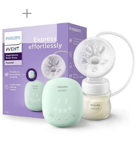 Avent Philips Portable Electric Breast Pump | 4 + 4 Expression and Stimulation settings | Soft adaptive Silicon Cushion | One Size Fits all