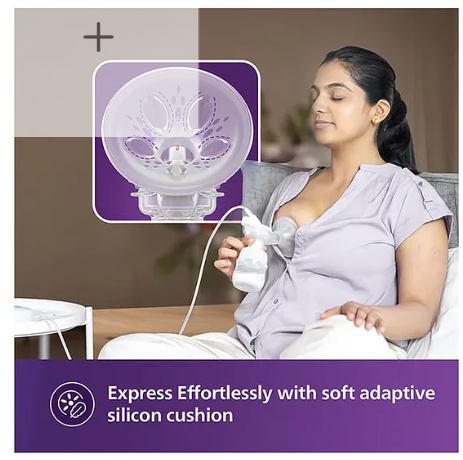 Avent Philips Portable Electric Breast Pump | 4 + 4 Expression and Stimulation settings | Soft adaptive Silicon Cushion | One Size Fits all - Image 2
