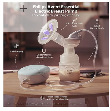 Avent Philips Portable Electric Breast Pump | 4 + 4 Expression and Stimulation settings | Soft adaptive Silicon Cushion | One Size Fits all - Image 4