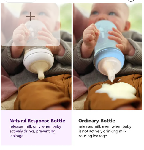 Avent Natural Response 260 ml Baby Feeding Bottle | Uniquely Designed Nipple releases milk only when baby drinks | Pack of 1 (Packaging May Vary) - Image 2
