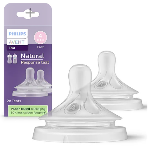 Avent Natural Response Baby Bottle Flow 4 Teat | Ideal for 3 months+ | Pack of 2 (Packaging May Vary)