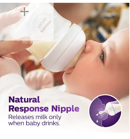 Avent Natural Response Baby Bottle Flow 4 Teat | Ideal for 3 months+ | Pack of 2 (Packaging May Vary) - Image 2