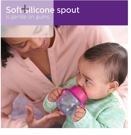 Avent Philips Silicone Spout Cup with Handle, 200ml | 6months+ | (Color May Vary) - Image 3