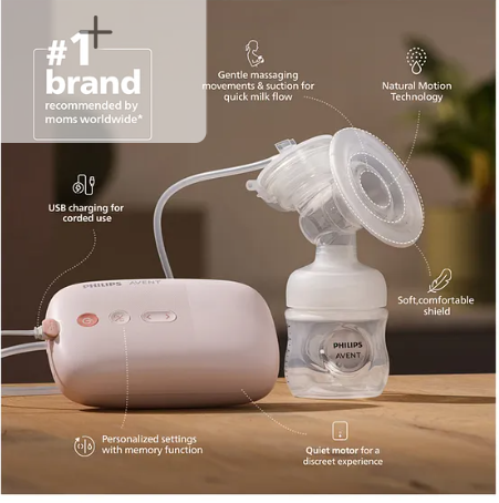 Avent Philips Electric Breast Pump | Natural Motion Technology | 8+16 Expression & Stimulation settings | 3X Faster Expression | One Size Fits all - Image 2