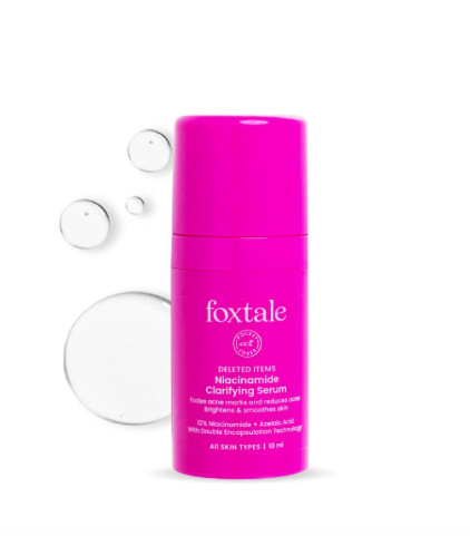 Foxtale 12% Niacinamide Face Serum with Azelaic Acid for Oil Control, Fade Acne Marks, Acne & Dark Spots | Brightens & Clear Skin, For Oily, Acne Prone, & Combination Skin | Women & Men | 10 ml