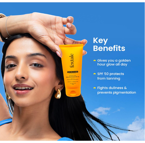 Foxtale Glow Sunscreen SPF 50 PA++++ with Vitamin C & Niacinamide, In-Vivo Tested, Sensitive-Skin Friendly, Made with 100% New-Gen Filters, Lightweight, Non-Greasy, No White Cast |For Men & Women| All Skin Type | 80 Ml - Image 2