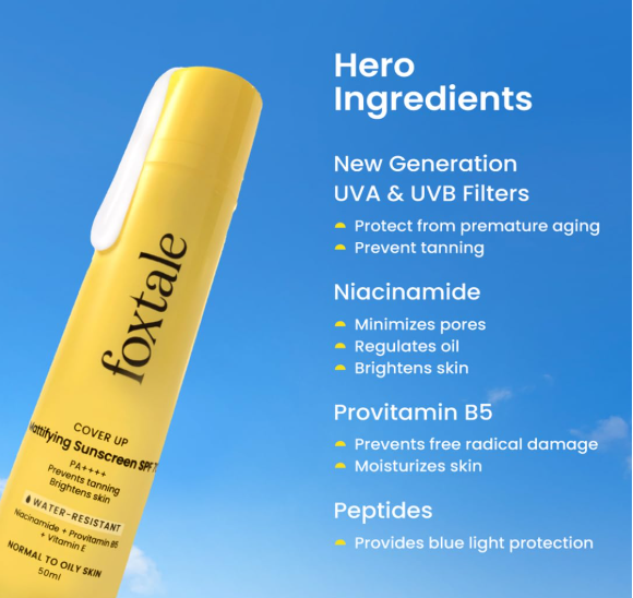 Foxtale SPF 70 Gel-Cream Sunscreen for Oily Skin | Oil Control Sunscreen with PA++++ & Niacinamide | UVA UVB Protection | Prevents Tan | Lightweight, Pore-minimising, No White Cast | 50ml - Image 2