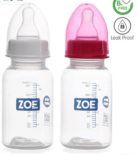 ZOE Zoe PP Feeding Bottle Pack Of 2 Pink And White - 125 ml - Image 2