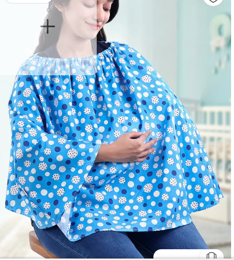 ZOE Multi Purpose Cotton Breast Feeding Nursing Cover- Blue | Fits upto waist size 36 inches