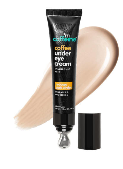 mcaffeine Coffee Under Eye Cream Gel for Dark Circles, Puffiness & Fine Lines | 94% Users Saw Reduced Dark Circles| Winter Eye Care Cream for Hydration | with Built-In Cooling Massage Applicator | Vitamin E for Puffiness - 15 Gm