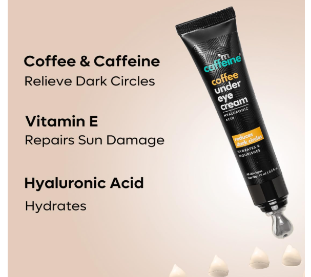 mcaffeine Coffee Under Eye Cream Gel for Dark Circles, Puffiness & Fine Lines | 94% Users Saw Reduced Dark Circles| Winter Eye Care Cream for Hydration | with Built-In Cooling Massage Applicator | Vitamin E for Puffiness - 15 Gm - Image 2