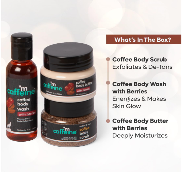 mCaffeine Body Care Gift Set for Women & Men | Rakhi Gift Box with Berries Body Wash, Body Scrub & Body Butter | Hydrating, Moisturizing Skin Care Kit for Birthday , Anniversary Gifts | Hampers for Him & Her for all special occasions - Image 2