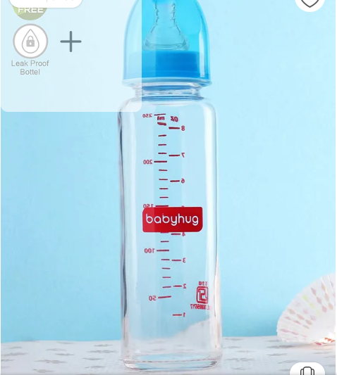 Babyhug Anti-Colic Glass Feeding Bottle with Silicone Nipple 250 ml, Blue | BPA Free | Heat Resistant | Leak Resistant | Ideal for Newborns & Toddlers |