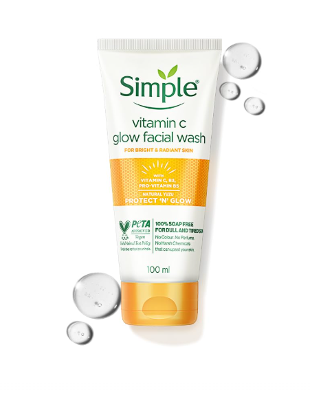 Simple Protect N Glow Vitamin C Glow Facial Wash 100ml | 100% Soap-Free Facewash | Bright & radiant skin| For dull & tired skin