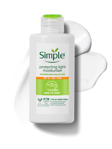 Simple Kind To Skin Protecting Light Moisturiser 125 ml | SPF 15- UVA+UVB | For Protected & Healthy Skin | For All Skin Types