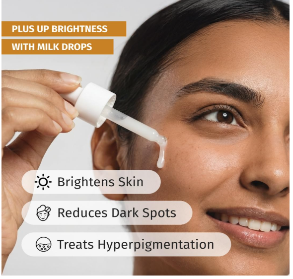 Vilvah Milk Drops Brightening Serum | Fades Dark Spots, Treats Hyperpigmentation & Evens Skin Tone | Hyaluronic Acid & Alpha Arbutin Serum for Women & Men | Suitable for All Skin Types | 20ml - Image 2