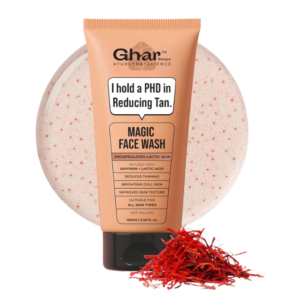 Ghar Soaps De-Tan Face Wash | For Tan Reducing, Brightening & Glowing Skin | With Sandalwood, Saffron, Coconut Oil & Goat milk | For All Skin Types | 100ml (Pack of 1)