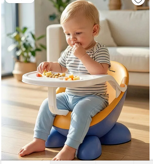 R for Rabbit Jelly Bean Fab 2 in 1 Multi-Functional Baby Study | Meal | Regular Kids Seating Chair with High Backrest for 6-36 Months Kid, Weight Capacity Upto 20Kgs (Blue Orange)