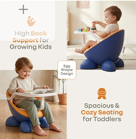 R for Rabbit Jelly Bean Fab 2 in 1 Multi-Functional Baby Study | Meal | Regular Kids Seating Chair with High Backrest for 6-36 Months Kid, Weight Capacity Upto 20Kgs (Blue Orange) - Image 2