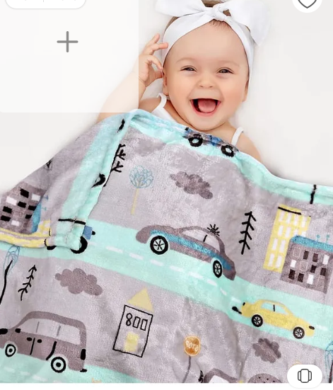 Babyhug Lightweight Single Ply Mink Blanket City Print - Grey