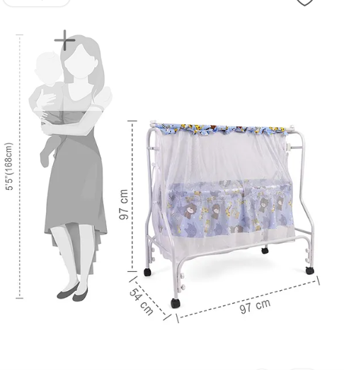 Babyhug Cozy Nest Cradle With Mosquito Net - Blue - Image 2