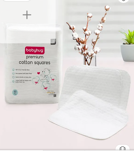 Babyhug Ultra-Soft Cotton Squares| Gentle for Baby Skin| Pack of 60| For Nappy & Body Cleaning| Re-sealable Pack| Hygienic & Disposable