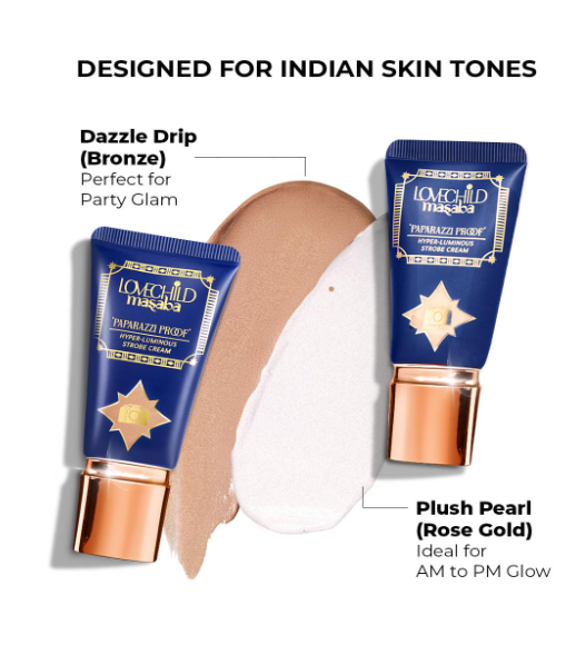 LoveChild Masaba Strobe Cream- Rose Gold (Plush Pearl), Hyper-Luminous Glow, Enriched with Hyaluronic Acid, Ceramides & Niacinamide, Moisturizing, Skin Brightening & Glowing Makeup Base, 30 g - Image 2