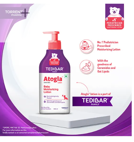 Torrent Pharma Atogla Baby Lotion 400ml from Tedibar Family | No. 1* Paediatrician prescribed Moisturising Lotion- By - Image 2