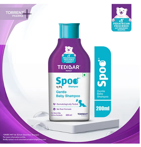 Torrent Pharma Spoo gentle baby shampoo 200ml No Tears Gentle on Scalp No. 1 Pediatrician Prescribed Anti Seborrheic Shampoo