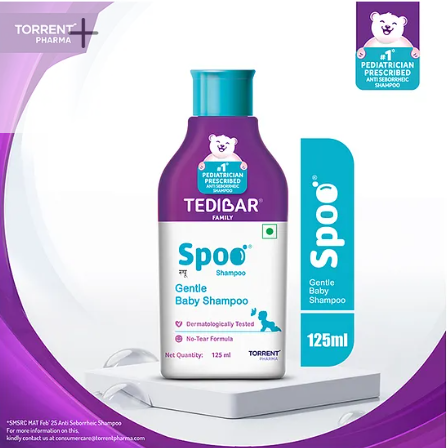 Torrent Pharma Spoo gentle baby shampoo 125ml No Tears Gentle on Scalp No. 1 Pediatrician Prescribed Anti Seborrheic Shampoo- By