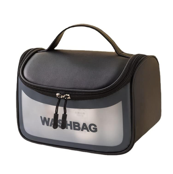 UCRAVO Wash Bag D Shape Hanging Clear Toiletry Pouch Waterproof Travel Cosmetic Organizer Bag with Zipper,Transparent MakeupToiletry Kit for Men,Women Portable Carry for Travel,Gym & Bathroom Storage