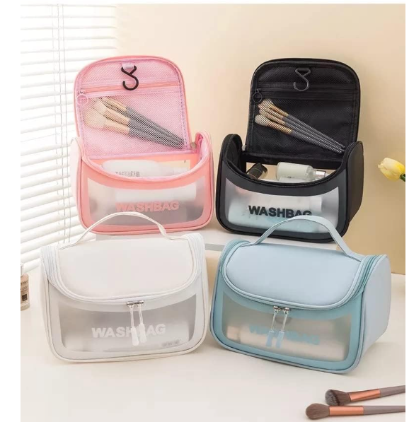 UCRAVO Wash Bag D Shape Hanging Clear Toiletry Pouch Waterproof Travel Cosmetic Organizer Bag with Zipper,Transparent MakeupToiletry Kit for Men,Women Portable Carry for Travel,Gym & Bathroom Storage - Image 2