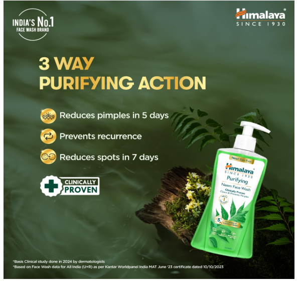 Himalaya Purifying Neem Face Wash | With 5 Parts of Neem & Turmeric | Clears & Prevents Pimples & Acne | Clinically Proven Formula | For Oily & Acne Prone Skin ||For Men and Women| 400ml - Image 2