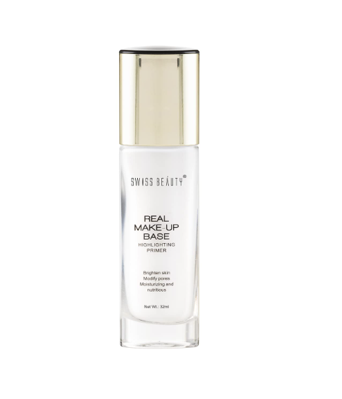 Swiss Beauty Real Makeup Base Highlighting Primer| Skin-Hydrating Poreless Primer With Natural Glow Finish For Face Makeup |Shade - 01 Natural Tint, 32Ml