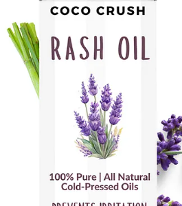 Coco Crush Rash Oil for Babies - Diaper & Nappy Rash Relief, Organic, Prevents Irritation - 200ml | 100% Natural Coconut, Lavender & Lemongrass Oils