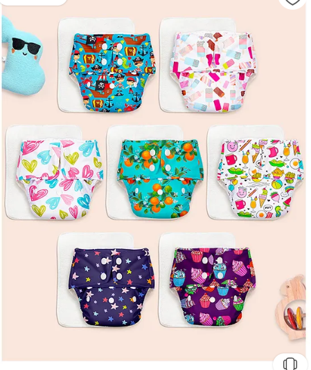 SuperBottoms BASIC Reusable Cloth Diaper for babies 3M - 3Y | Freesize Adjustable, Washable and Reusable Cloth Diaper for babies | Shell with insert | Pack of 7 | Fits 5-17 kg