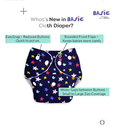 SuperBottoms BASIC Reusable Cloth Diaper for babies 3M - 3Y | Freesize Adjustable, Washable and Reusable Cloth Diaper for babies | Shell with insert | Pack of 7 | Fits 5-17 kg - Image 2