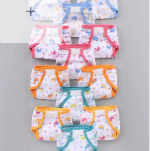 Babyhug Muslin Cotton Reusable Velcro Printed Cloth Nappies Small Set of 12 - Multicolor