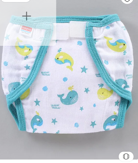 Babyhug Muslin Cotton Reusable Velcro Printed Cloth Nappies Small Set of 12 - Multicolor - Image 2