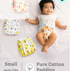 SuperBottoms DryFeel Langot for 0-9M Babies | 100% Cotton Padding | Sweet Tooth (Old Version) | Pack of 3 | 0-5kg