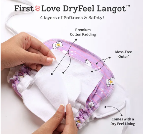 SuperBottoms DryFeel Langot for 0-9M Babies | 100% Cotton Padding | Sweet Tooth (Old Version) | Pack of 3 | 0-5kg - Image 2